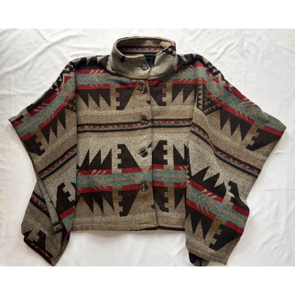 Thread & Supply Sweaters - Thread & Supply Womens Multicolor Southwestern Aztec Poncho Shawl XS/S